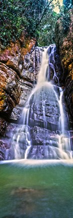 Framed Waterfall in a forest, La Mina Falls, Caribbean National Forest, Puerto Rico Print