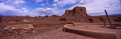 Framed Pecos Pueblo mission church ruins, Pecos National Historical Park, New Mexico, USA Print