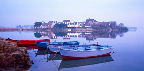 Framed Misty sunrise over Etel River, Saint-Cado, Morbihan, Brittany, France Print