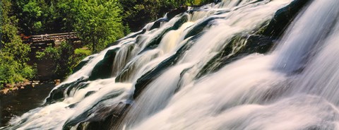 Framed Waterfall in a forest, Bond Falls, Upper Peninsula, Michigan, USA Print