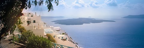 Framed Dwellings along cliff, Santorini, Greece Print