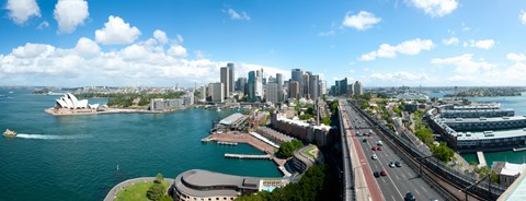 Framed Opera house with city skyline, Sydney Opera House, Sydney, New South Wales, Australia 2012 Print