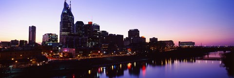Framed Skylines at dusk along Cumberland River, Nashville, Tennessee, USA 2013 Print