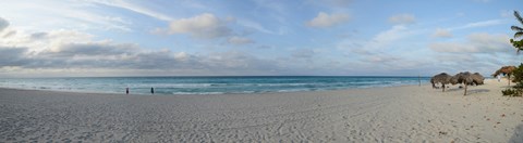Framed Sunshades on the beach, Varadero Beach, Varadero, Matanzas, Cuba Print