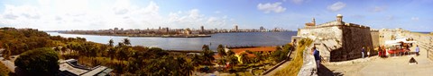 Framed Morro Castle with city at the waterfront, Havana, Cuba Print