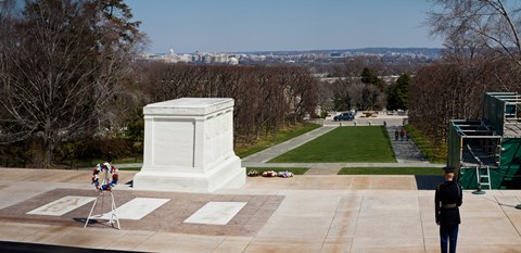 Framed Tomb of a soldier in a cemetery, Arlington National Cemetery, Arlington, Virginia, USA Print