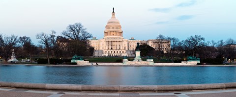 Framed Government building at dusk, Capitol Building, National Mall, Washington DC Print