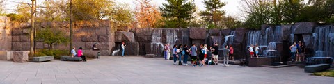 Framed Tourists at Franklin Delano Roosevelt Memorial, Washington DC, USA Print