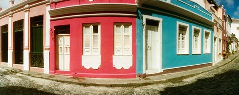 Framed Houses along a street in a city, Pelourinho, Salvador, Bahia, Brazil Print