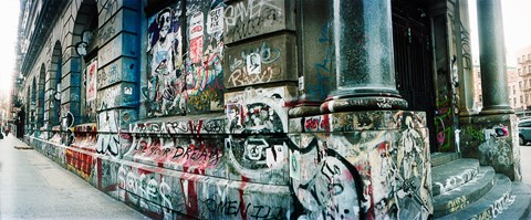 Framed Graffiti covered Germania Bank Building on Bowery Street, Soho, Manhattan, New York City Print