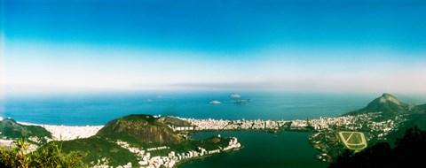 Framed Aerial view of a coast, Corcovado, Rio de Janeiro, Brazil Print