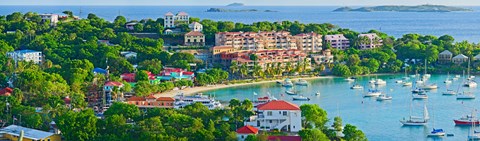 Framed Boats at a harbor, Cruz Bay, St. John, US Virgin Islands Print