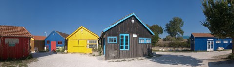 Framed Colorful Shacks, Le Chateau, Oleron, Charente-Maritime, Poitou-Charentes, France Print