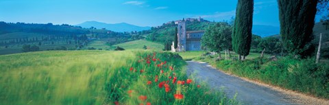 Framed Road passing through field Print