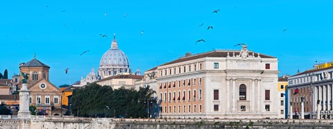 Framed St. Peter&#39;s Basilica in Vatican City, Ponte Sant Angelo, Rome, Lazio, Italy Print