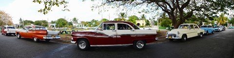 Framed Cars moving on the road, Havana, Cuba Print