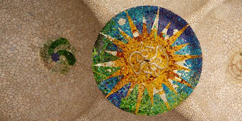 Framed Ceiling detail of the Hall of Columns, Barcelona, Spain Print