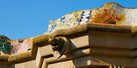 Framed Architectural detail of a building, Park Guell, Barcelona, Catalonia, Spain Print