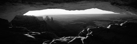 Framed Mesa arch at sunrise in black and white, Canyonlands National Park, Utah Print