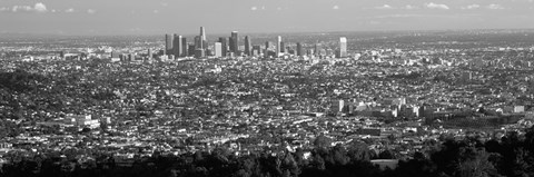 Framed Black and White View of Los Angeles from a Distance Print