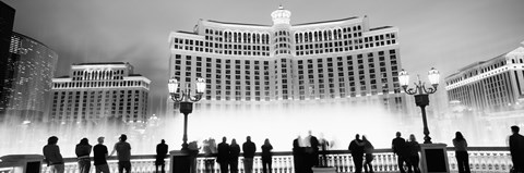 Framed Bellagio Resort And Casino Lit Up At Night, Las Vegas (black &amp; white) Print