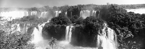 Framed Floodwaters at Iguacu Falls in black and white, Brazil Print