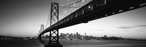 Framed Bay Bridge in black and white, San Francisco Bay, San Francisco, California, USA Print