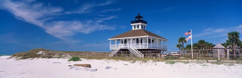 Framed Lighthouse on the beach, Port Boca Grande Lighthouse, Gasparilla Island State Park, Gasparilla Island, Florida, USA Print