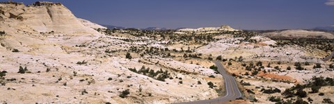 Framed Highway passing through an arid landscape, Utah State Route 12, Grand Staircase-Escalante National Monument, Utah, USA Print