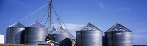 Framed Grain storage bins, Nebraska, USA Print