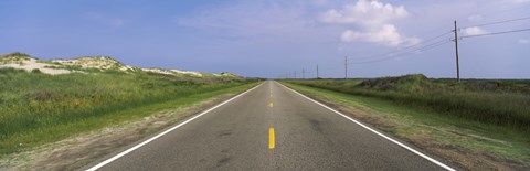 Framed Road passing through a landscape, North Carolina Highway 12, Cape Hatteras National Seashore, Outer Banks, North Carolina, USA Print