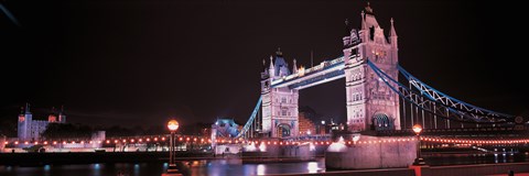 Framed Tower Bridge London England at Night Print