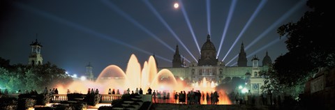 Framed Barcelona, Spain Lit Up at Night Print