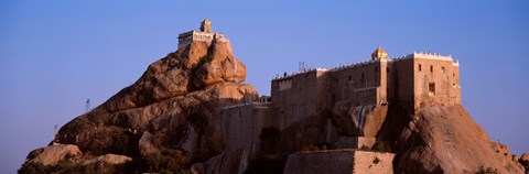 Framed Temple on cliff, Rockfort Ucchi Pillayar Temple, Tiruchirapalli, Tamil Nadu, India Print