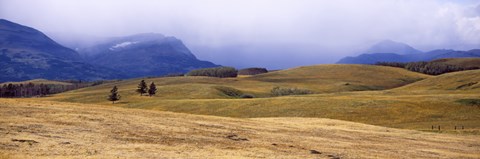 Framed Rolling landscape with mountains in the background, East Glacier Park, Glacier County, Montana, USA Print