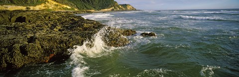 Framed Waves splashing on rocks, Oregon Coast, Oregon, USA Print