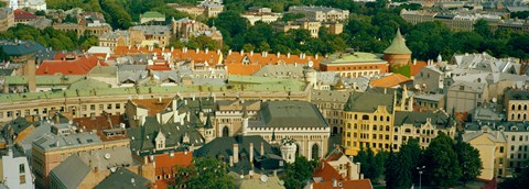 Framed Aerial view of buildings in a city, Riga, Latvia Print