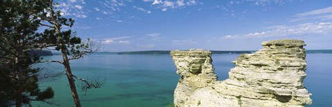 Framed Miner&#39;s Castle, Pictured Rocks National Lakeshore, Lake Superior, Munising, Upper Peninsula, Michigan, USA Print