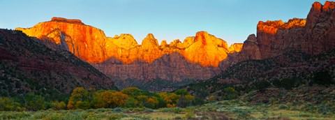 Framed Towers of the Virgin and the West Temple in Zion National Park, Springdale, Utah, USA Print