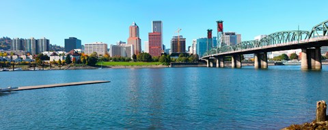 Framed Hawthorne Bridge across the Willamette River, Portland, Multnomah County, Oregon Print