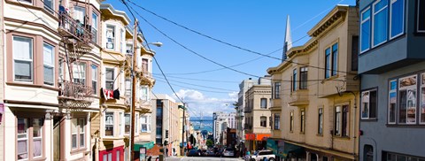 Framed Buildings in city with Bay Bridge and Transamerica Pyramid in the background, San Francisco, California, USA Print