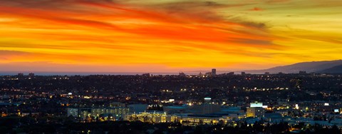 Framed Cityscape at dusk, Sony Studios, Culver City, Santa Monica, Los Angeles County, California, USA Print