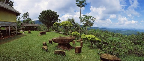 Framed Stone table with seats, Flores Island, Indonesia Print