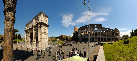 Framed Historic Coliseum and Arch of Constantine, Rome, Lazio, Italy Print