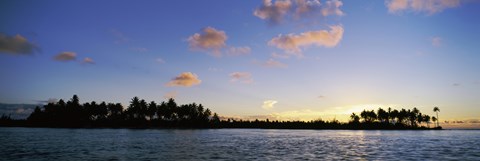 Framed Motus at Sunset, Bora Bora, Society Islands, French Polynesia Print