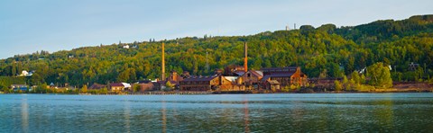 Framed Abandoned copper mine at the waterfront, Keweenaw Waterway, Houghton, Upper Peninsula, Michigan, USA Print