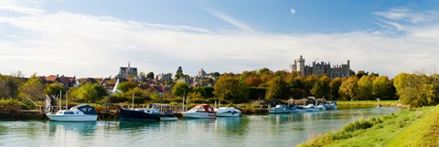 Framed Boats at River Arun, Arundel, West Sussex, England Print