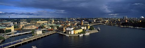 Framed High angle view of a city at waterfront, Gamla Stan, Stockholm, Sweden Print