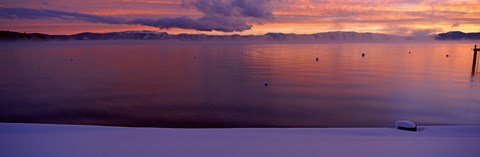 Framed Lake at sunset, Lake Tahoe, California Print