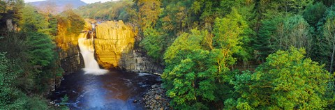 Framed Waterfall in a forest, High Force, River Tees, Teesdale, County Durham, England Print